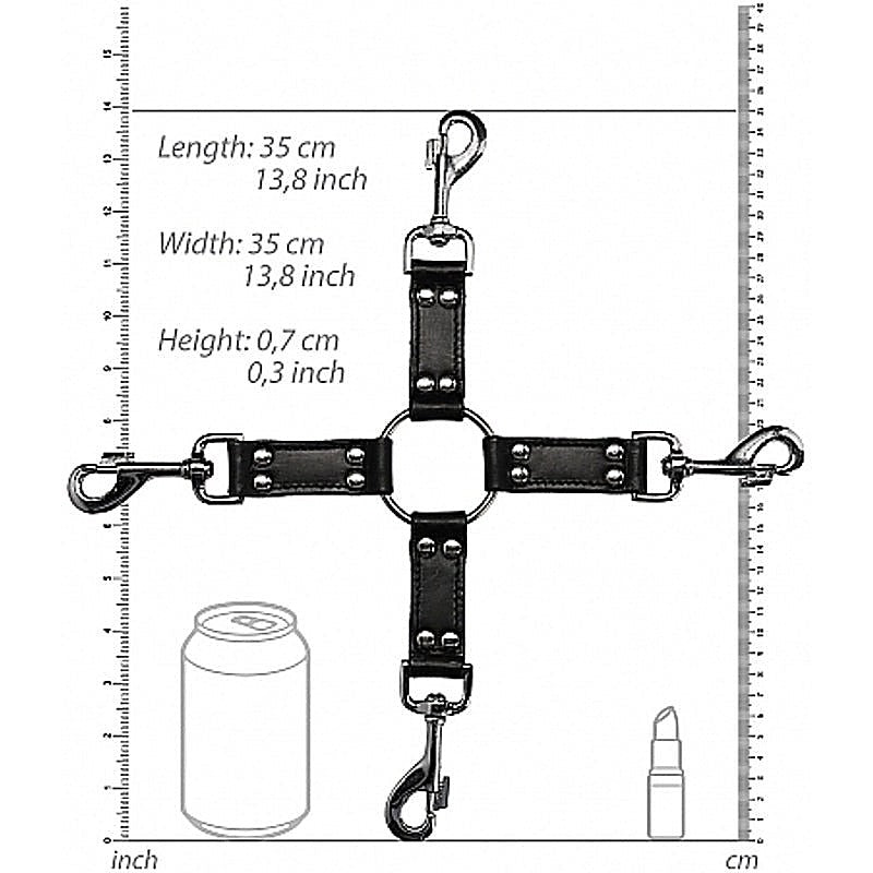 Pain 4-Way Leather Hogtie by Shots Toys - Cuffs and Restraints