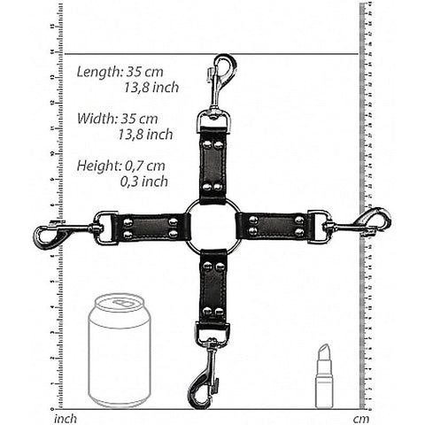 Pain 4-Way Leather Hogtie by Shots Toys - Cuffs and Restraints
