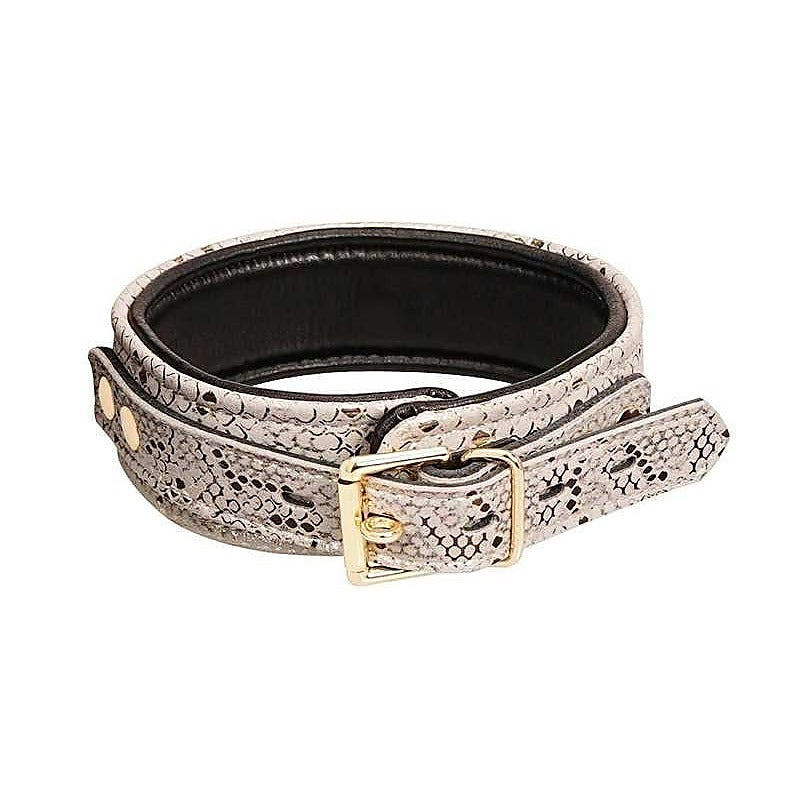 Spartacus White Snake Print Microfiber Collar and Leash - Collars and Leads