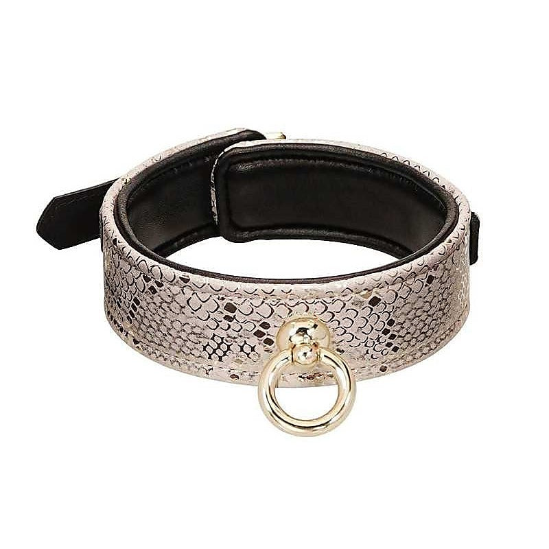 Spartacus White Snake Print Microfiber Collar and Leash - Collars and Leads