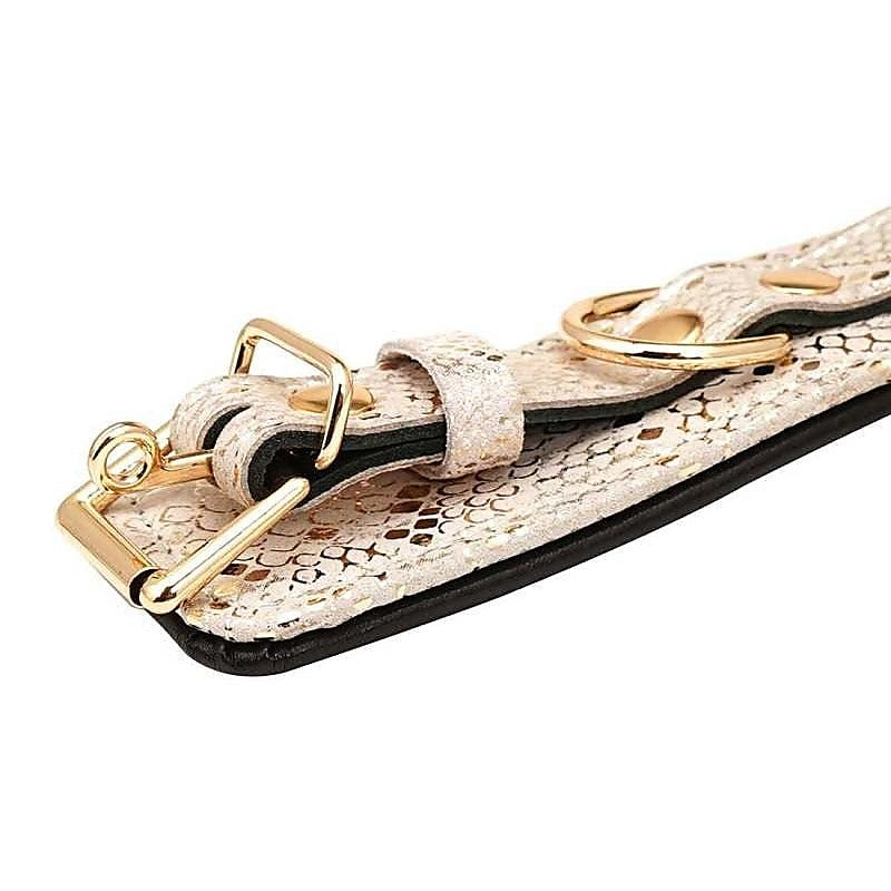 Spartacus White Snake Print Microfiber Wrist Restraints - Cuffs and Restraints