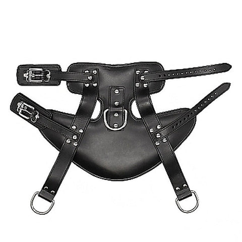 Wrap-Around Leather Suspension Ankle Cuffs By Shots Toys - Cuffs and Restraints