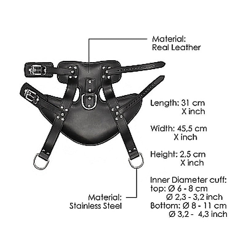 Wrap-Around Leather Suspension Ankle Cuffs By Shots Toys - Cuffs and Restraints