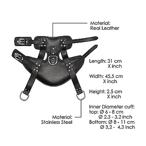 Wrap-Around Leather Suspension Ankle Cuffs By Shots Toys - Cuffs and Restraints