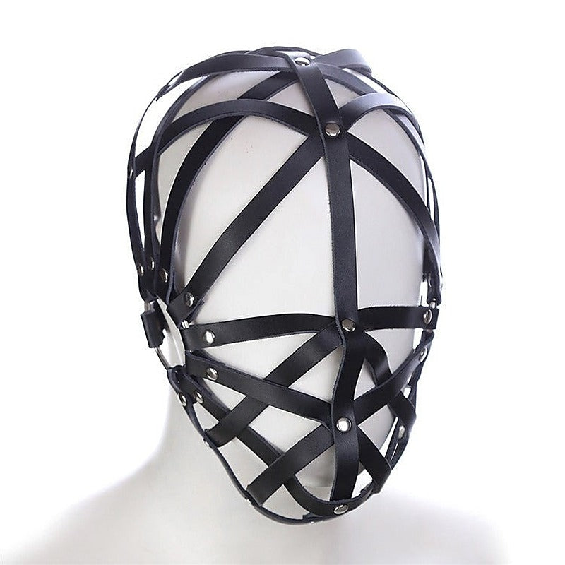 Cross Belt Half Face Hood - Bondage Hoods