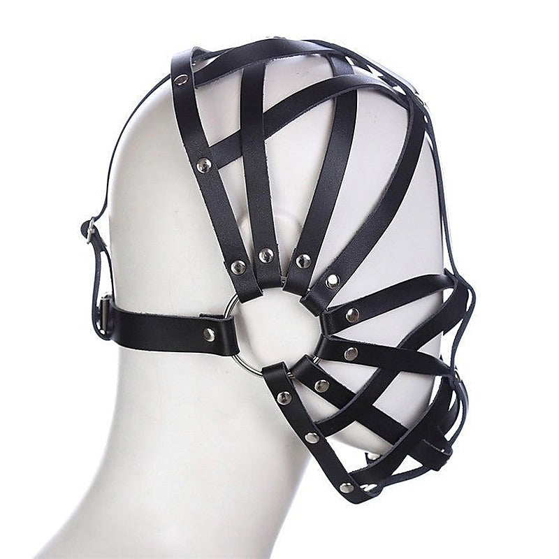 Cross Belt Half Face Hood - Bondage Hoods