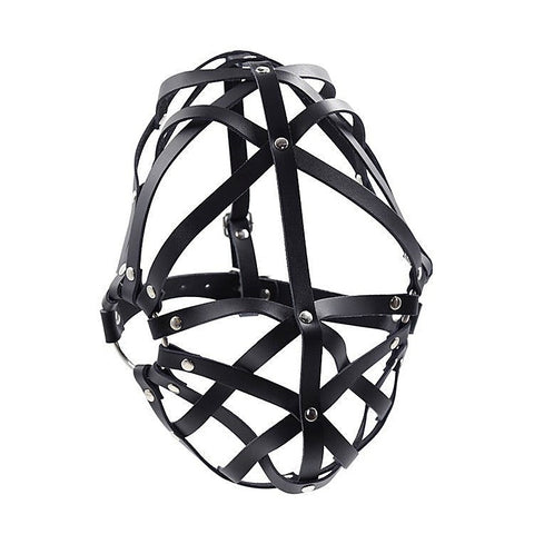 Cross Belt Half Face Hood - Bondage Hoods