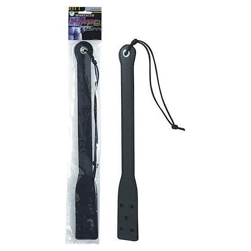 18 Inch Long Black Leather Slapper By Spartacus Enterprises - Paddles And Slappers