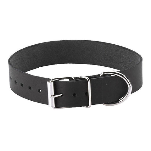Black Leather Collar Single Strap By Spartacus - Collars and Leads
