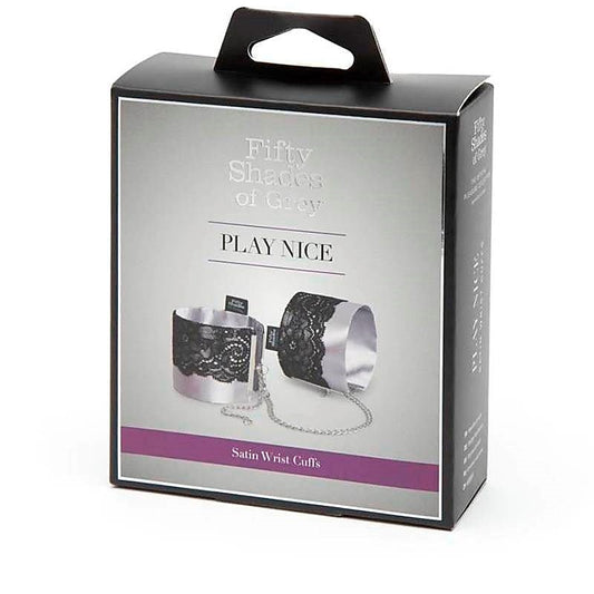 Fifty Shades of Grey Play Nice Satin and Lace Wrist Cuffs - Collars and Leads