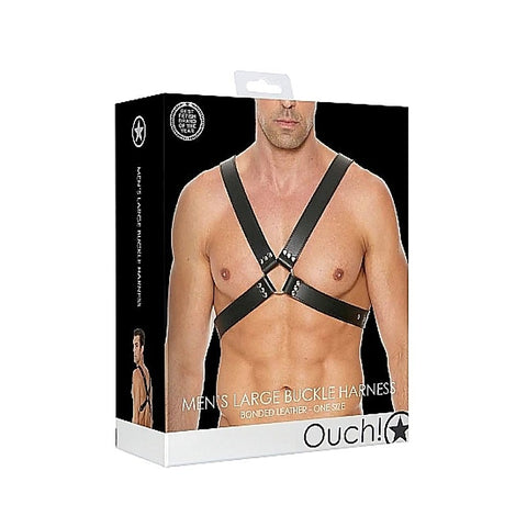 Adjustable Leather Harness for Men by Shots Toys - Cuffs and Restraints