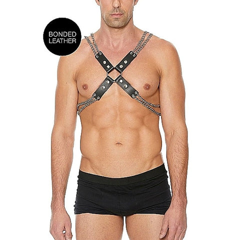 Chain And Chain Harness Black By Shots Toys - Cuffs and Restraints