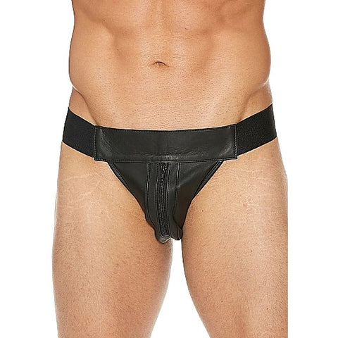 Uomo Striped Front Leather Jock by Shots Toys - His Fetish