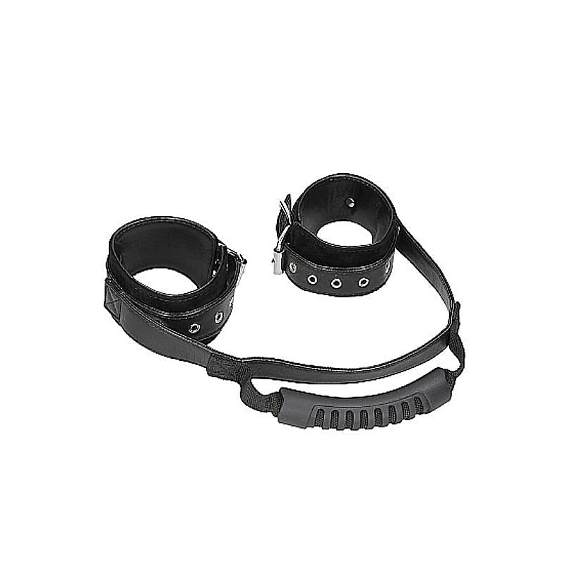 Ouch and Bonded Leather Wrist Cuffs with Handle - Cuffs and Restraints