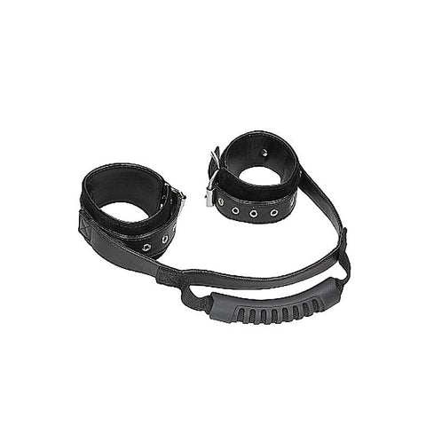 Ouch and Bonded Leather Wrist Cuffs with Handle - Cuffs and Restraints