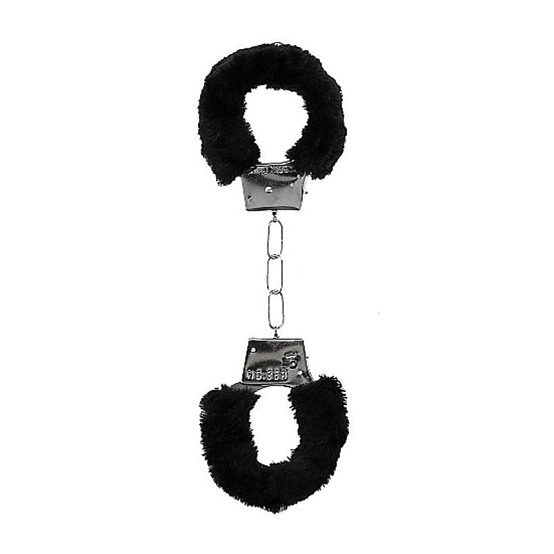 Black And White Beginners Furry Wrist Cuffs By Ouch - Cuffs and Restraints