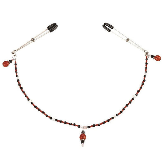 Spartacus Single Strand Deluxe Beaded Clamp Red - Nipple and Clit Clamps