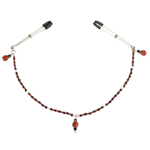 Single Strand Deluxe Beaded Clamp Red By Spartacus - Nipple and Clit Clamps
