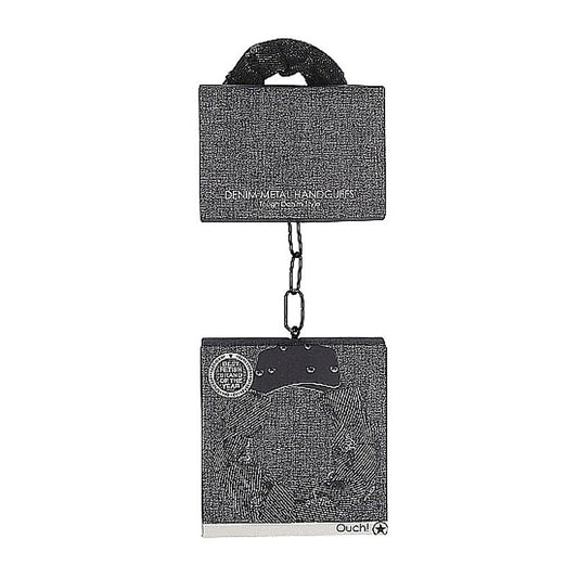 OUCH! Denim Metal Handcuffs - Black - Cuffs and Restraints