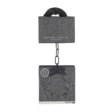OUCH! Denim Metal Handcuffs by Shots Toys - Cuffs and Restraints
