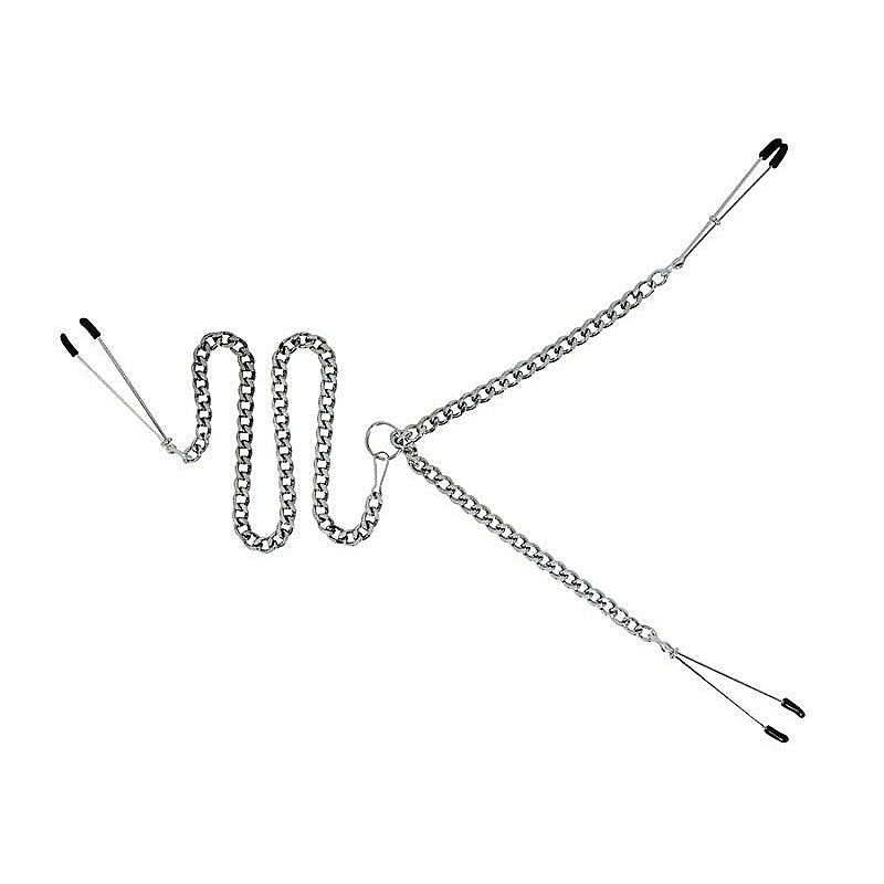 Y-Style Adjustable Tweezer Clamps With Clit Clamp - Nipple and Clit Clamps