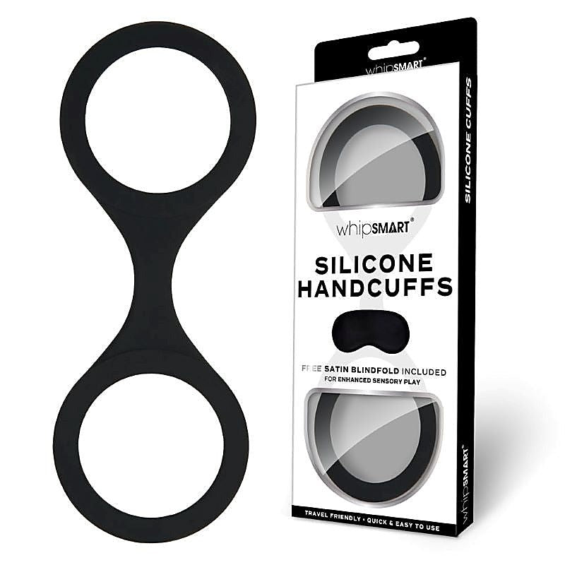 Whisper of Ecstasy - WhipSmart Silicone Handcuffs with Satin Blindfold - Cuffs and Restraints