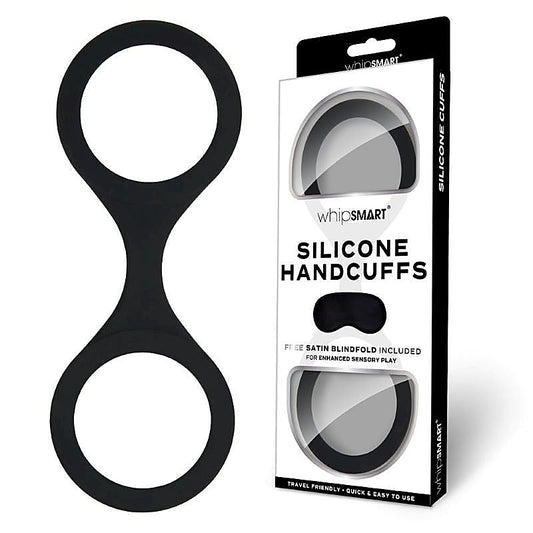 Whisper of Ecstasy - WhipSmart Silicone Handcuffs with Satin Blindfold - Cuffs and Restraints