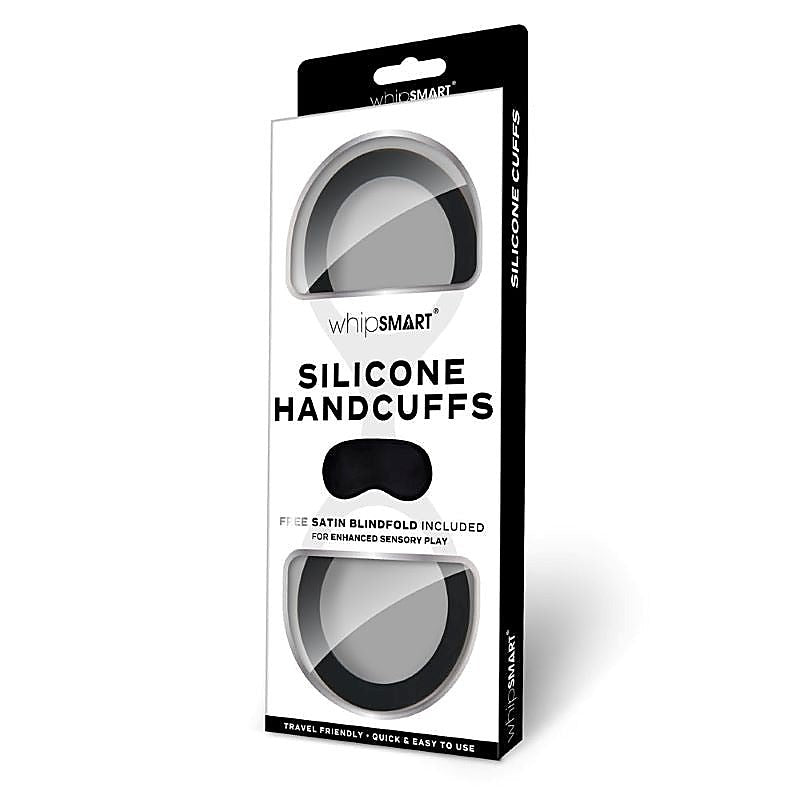 Whisper of Ecstasy - WhipSmart Silicone Handcuffs with Satin Blindfold - Cuffs and Restraints