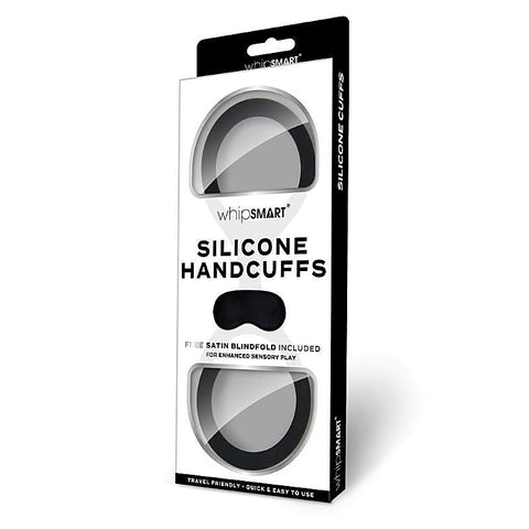 Whisper of Ecstasy - WhipSmart Silicone Handcuffs with Satin Blindfold - Cuffs and Restraints