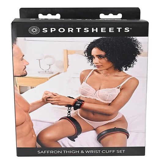 Sportsheets Saffron BDSM Thigh & Wrist Cuff Set - Versatile Intimate Restraints - Cuffs and Restraints