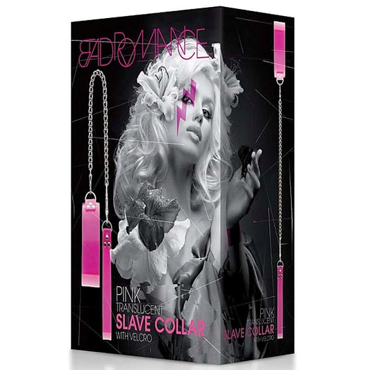Bad Romance Pink Translucent Slave Collar with Velcro - Masks And Blindfolds