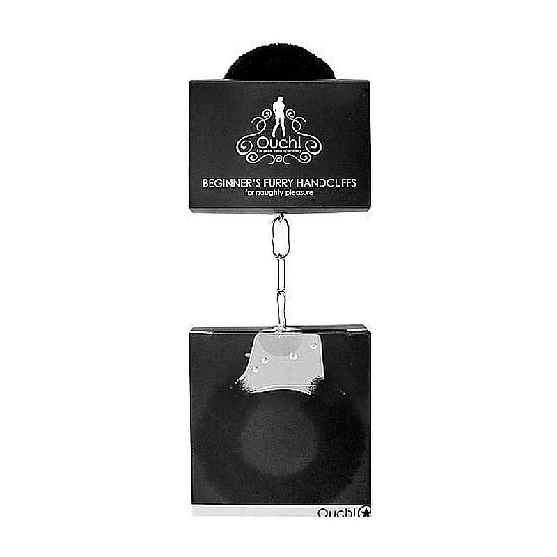 Ouch Beginner's Furry Handcuffs Fluffy Restraint - Steel Sex Toys