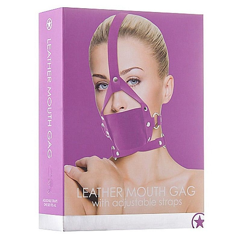 Ouch Leather Mouth Gag Purple by Shots Toys - Bondage Gags and Bits