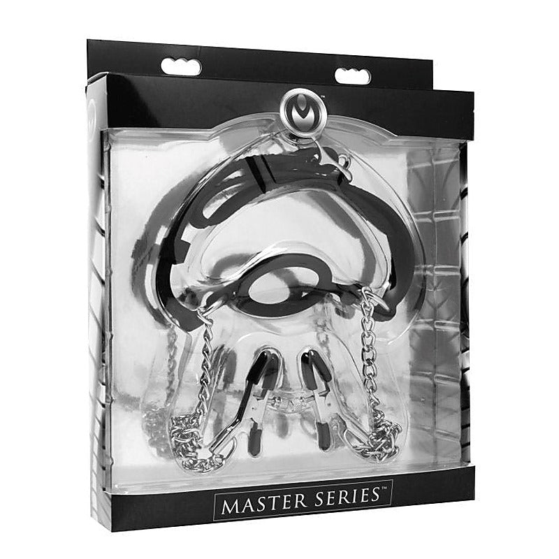 Mutiny Silicone O-Ring Gag With Nipple Clamps - Nipple and Clit Clamps