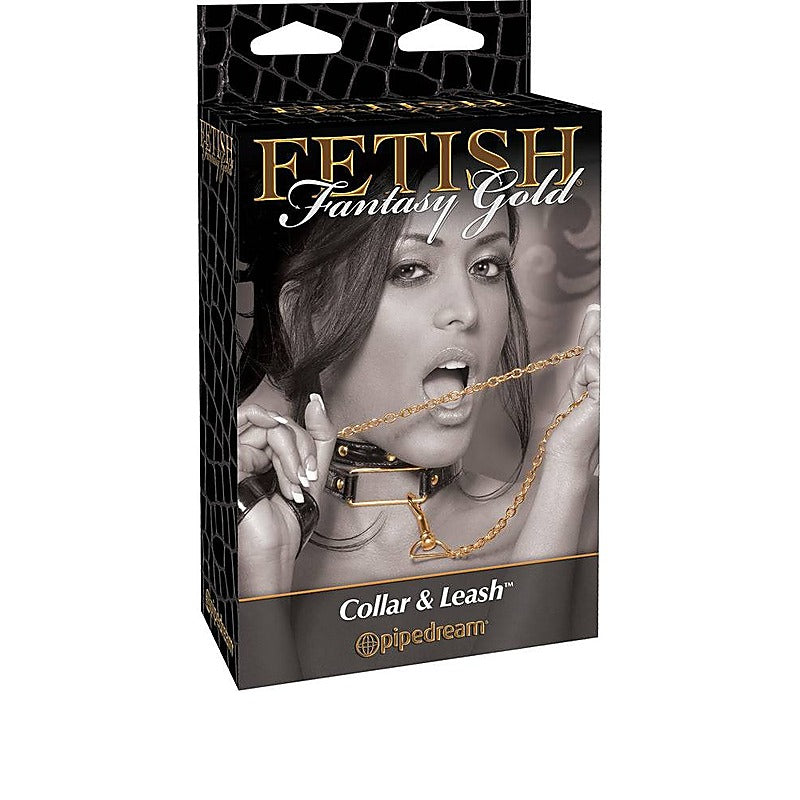 Fetish Fantasy Gold Bondage Collar And Leash Set - Collars and Leads
