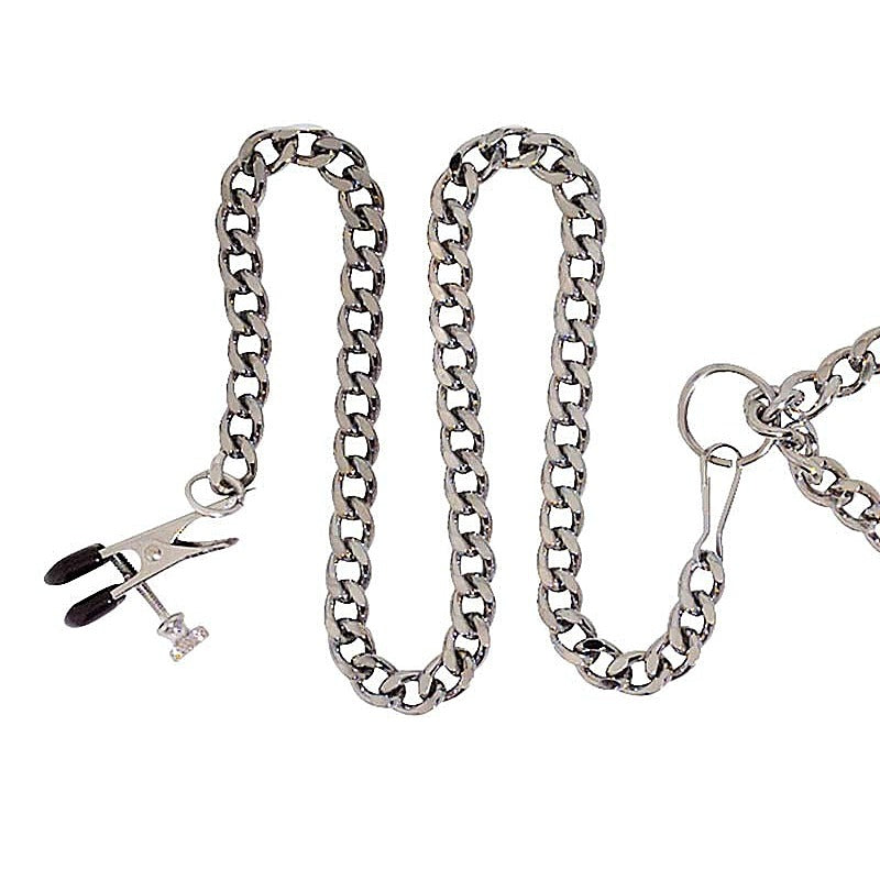 Y-Style Adjustable Broad Tip Clamps With Clit Clamp - Cuffs and Restraints