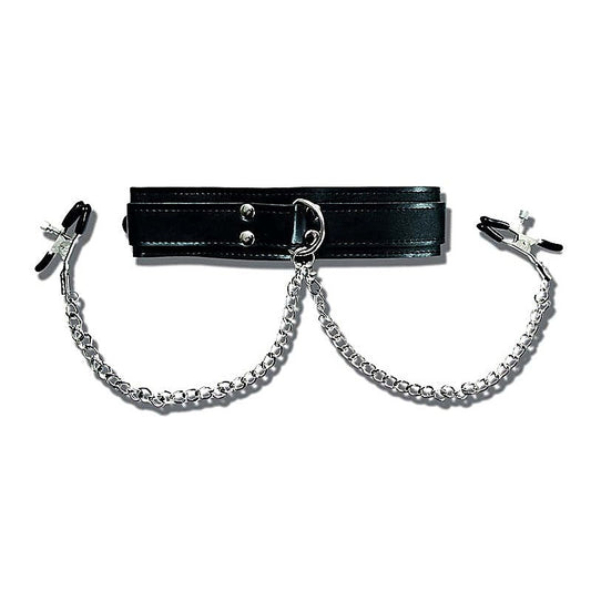 Sportsheets Collar With Nipple Clamps - Nipple and Clit Clamps