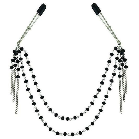 Sportsheets Midnight Black Jeweled Nipple Clips - Breast and Nipple Toys