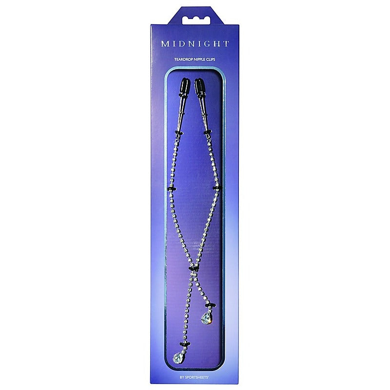 Midnight Teardrop Nipple Clips By Sportsheets - Nipple and Clit Clamps
