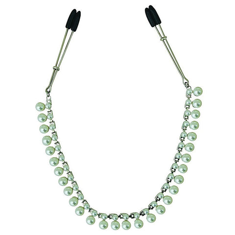 Midnight Pearl Chain Nipple Clips By Sportsheets - Breast and Nipple Toys