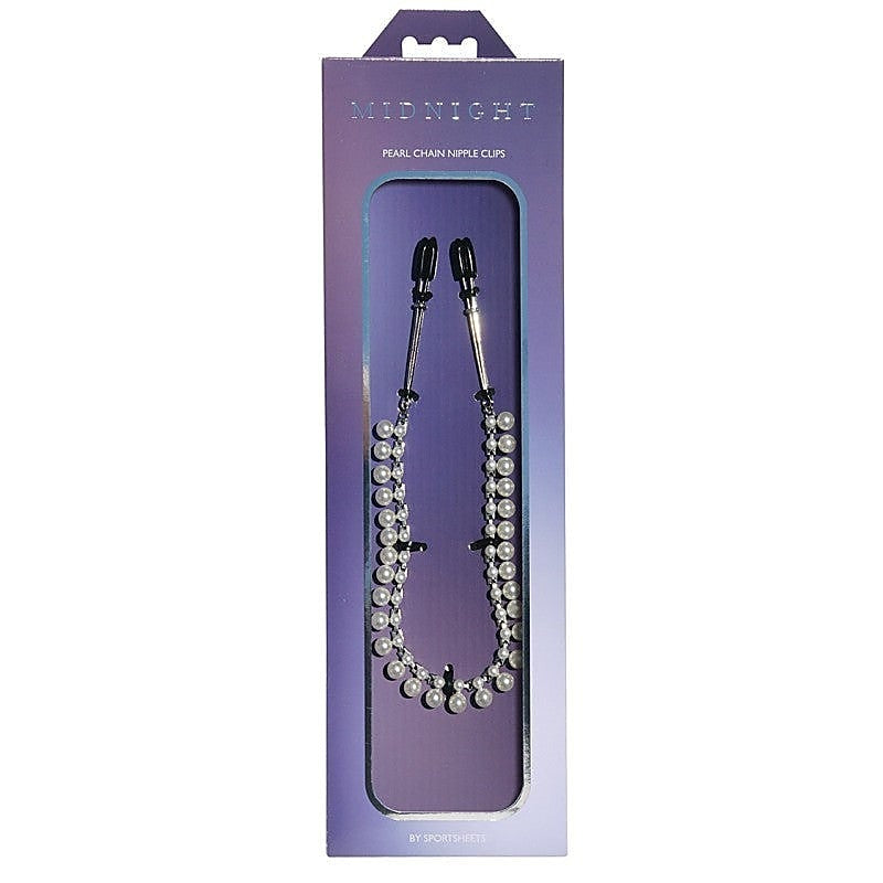 Midnight Pearl Chain Nipple Clips By Sportsheets - Breast and Nipple Toys