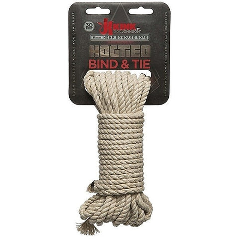 Kink Bind And Tie Hemp Bondage Rope Natural 50 Feet - Cuffs and Restraints