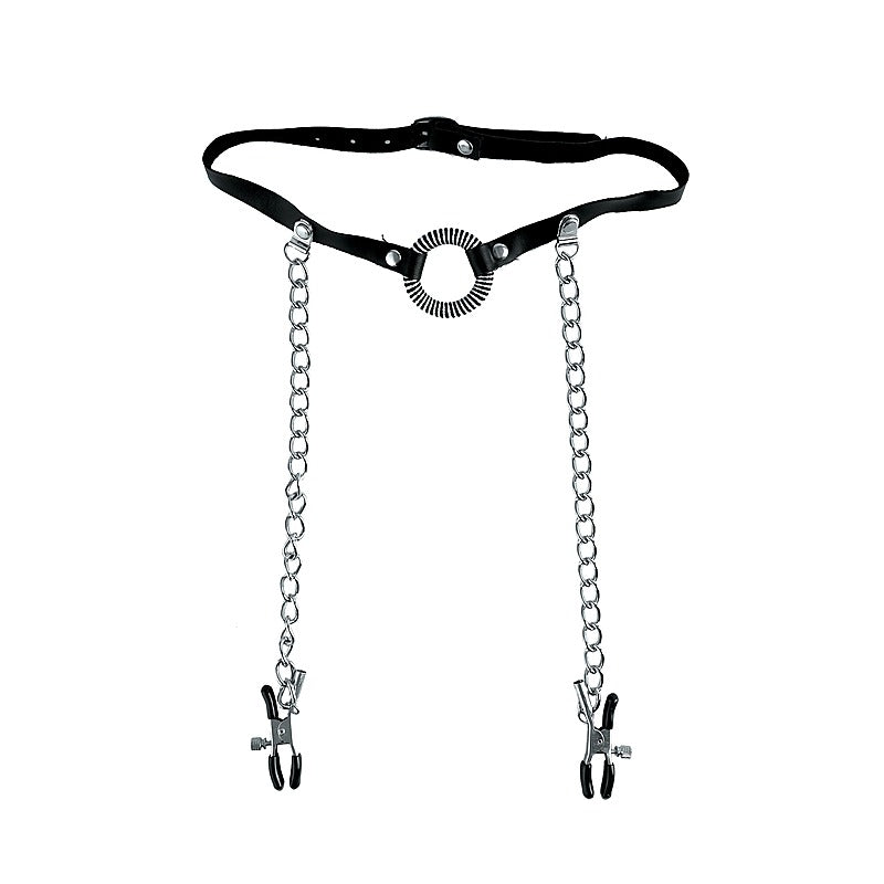 Fetish Fantasy Limited Edition O Ring Gag And Nipple Clamps - Bondage Gags and Bits