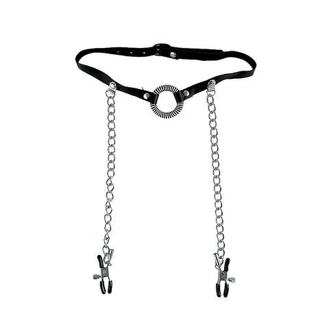Fetish Fantasy Limited Edition O Ring Gag And Nipple Clamps - Bondage Gags and Bits