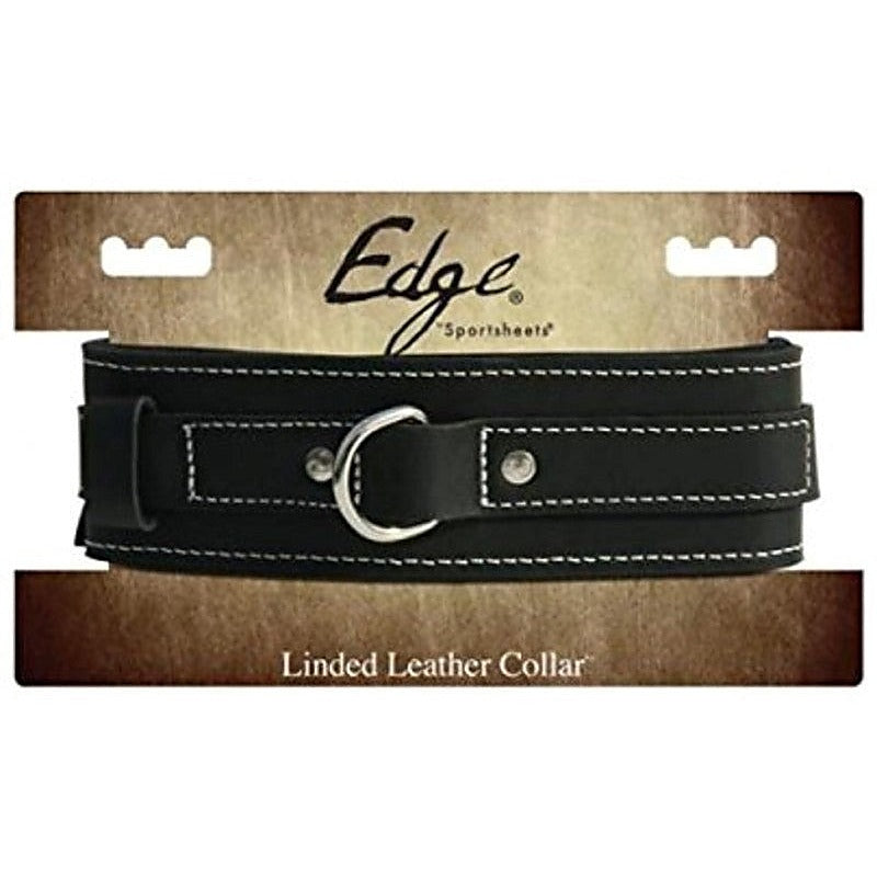 Edge Lined Leather Bdsm Play Collar By Sportsheets - Collars and Leads
