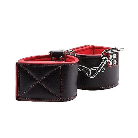 Ouch Reversible Wrist Cuffs Red By Shots Toys - Cuffs and Restraints