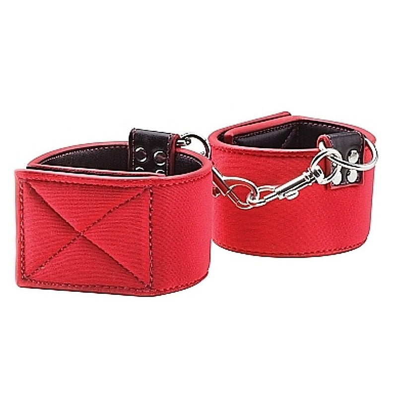 Ouch Reversible Wrist Cuffs Red By Shots Toys - Cuffs and Restraints