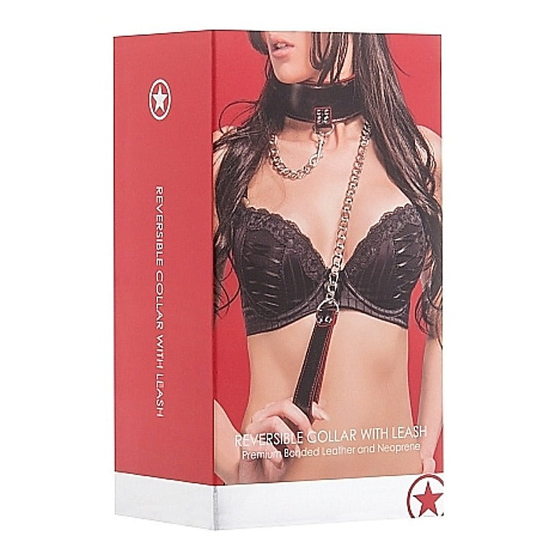 Ouch Reversible Collar With Leash By Shots Toys - Collars and Leads