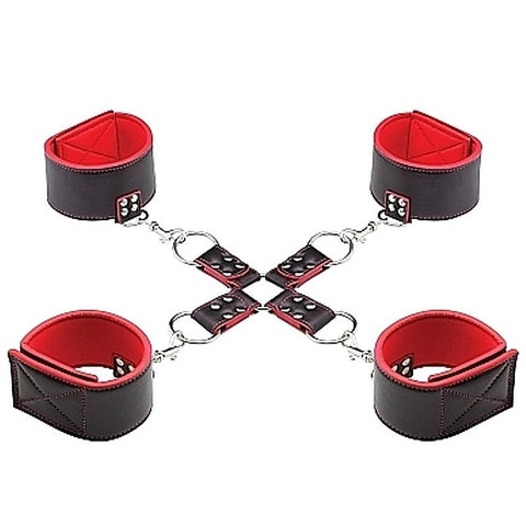 Ouch Reversible Hogtie Red by Shots Toys - Cuffs and Restraints