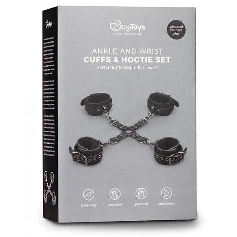 Easytoys Fetish Ankle and Wrist Cuffs and Hogtie Set - Cuffs and Restraints